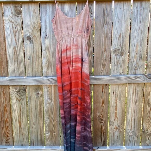 Fauna by TINA JO Dress Long Maxi Tie Dye Ombré Side Slits Adjustable Straps XS - Picture 6 of 8